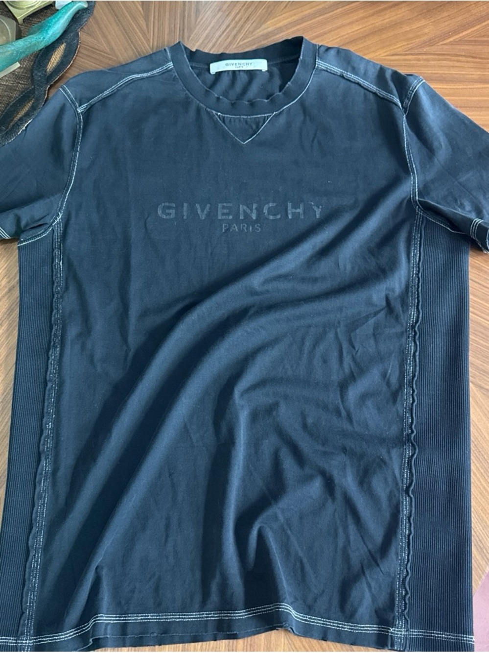 Givenchy Black Embossed Logo Crewneck T-Shirt